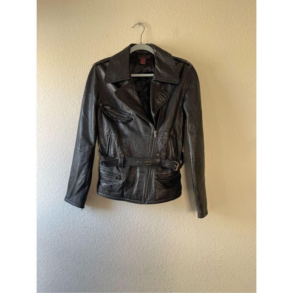 Debbie shuchat‎ vintage 90s black moto jacket size 4